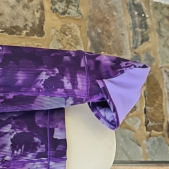 Athleta Women's Rainier Half Zip Print Sz. M color Spliced Floral Basalt - Picture 10 of 16